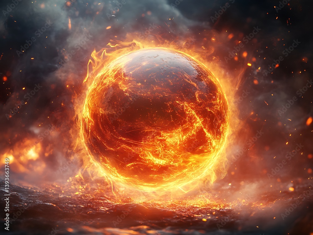 Burning Planet, Fiery Scene Burning Planet, Fiery Scene