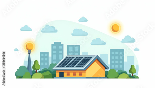Flat Cutting edge solar thermal energy applications leverage concentrated sunlight and advanced heat transfer technologies to generate sustainable power efficiently in  Simple flat cute vector illustr