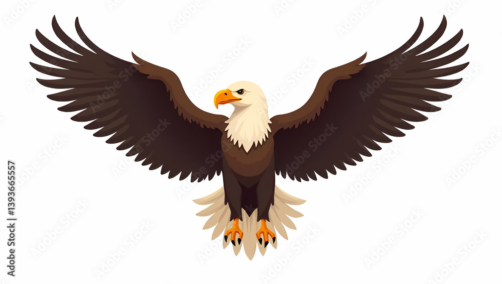 Obraz premium Explore our flat high-resolution photostock image of the American eagle, showcasing intricate details and a dynamic, patriotic presence.