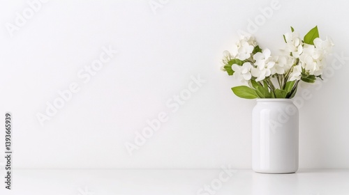 Wallpaper Mural Simple white flowers in a vase against a clean white background Torontodigital.ca