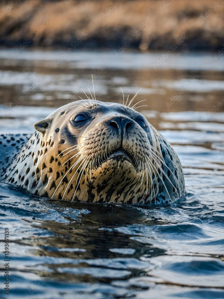 Fototapeta premium Siberian seal basking in its natural habitat.