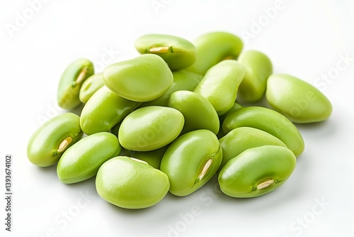 Wallpaper Mural Closeup pile of vivid green Lima Beans on White Background Still Life Torontodigital.ca