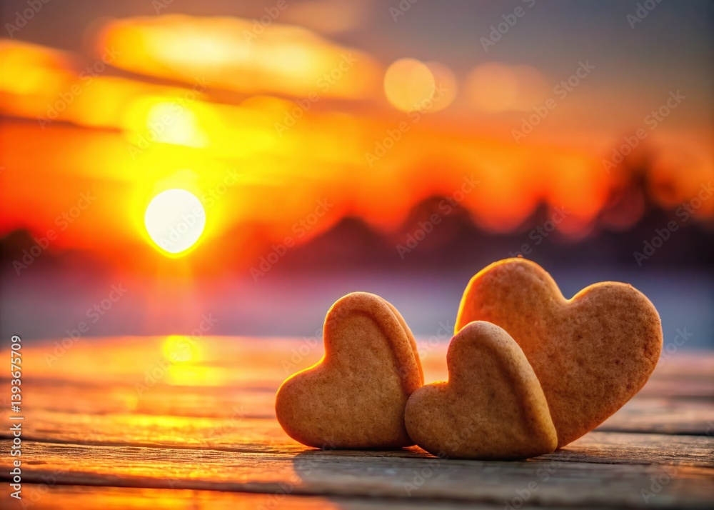 Fototapeta premium Romantic Valentines Day HeartShaped Cookies A Delicious Silhouette Dessert for a Sweet Celebration