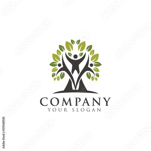 Human Tree Logo Templates and Vector, Abstract eco human tree logo design vector template, Family tree concept icon logo
