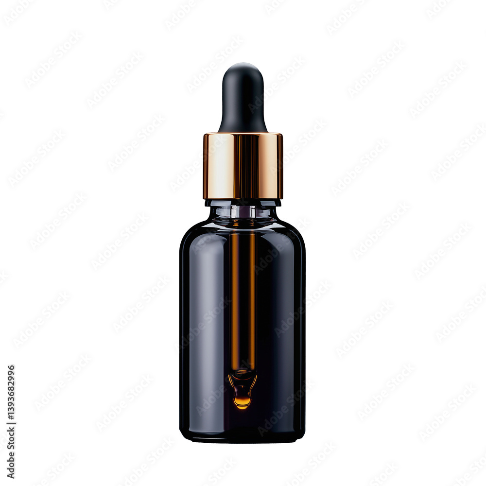 Black dropper bottle with golden cap