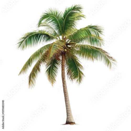 a coconut tree isolated on transparent and white background