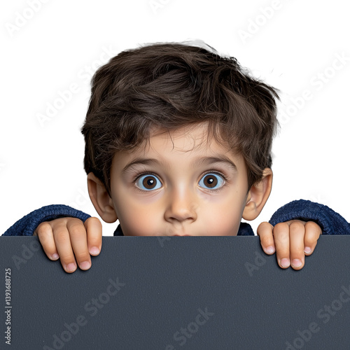 Obraz na płótnie Little boy with wide eyes peeking w salonie