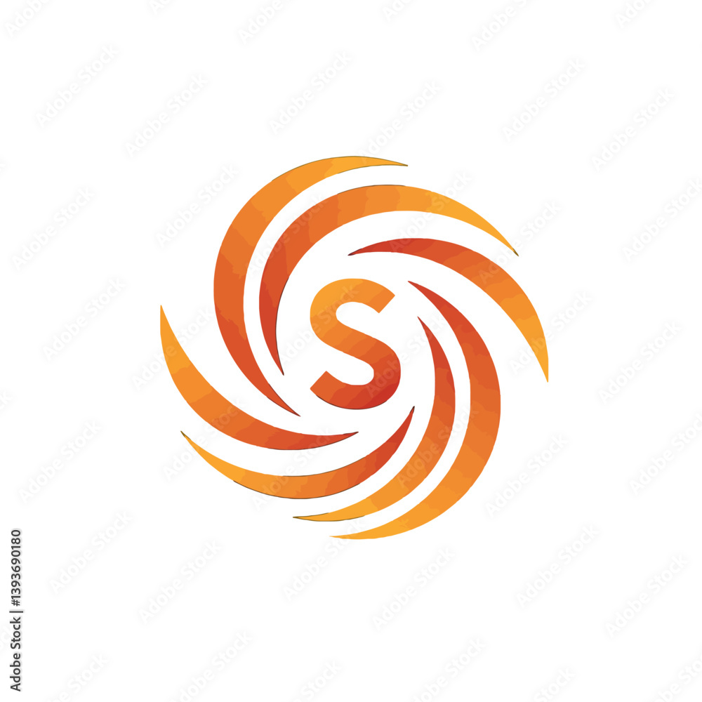 Creative S Letter Logo Design with Spiral and Sun Elements Creative S Letter Logo Design with Spiral and Sun Elements