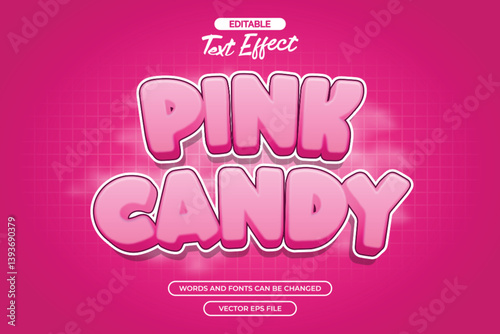 Pink candy editable text effect with cloud background