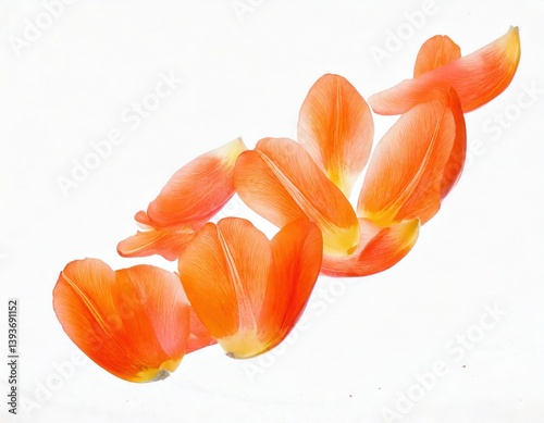 vibrant orange tulip petals arranged artfully. The delicate petals create a visually appealing display