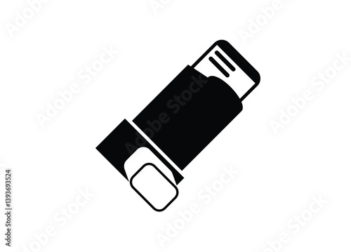 Asthma sprayer. Simple illustration in black and white.