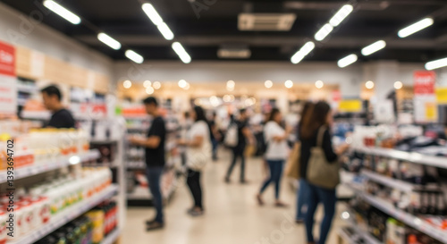 Wallpaper Mural Shoppers browsing products in a busy supermarket environment   Torontodigital.ca