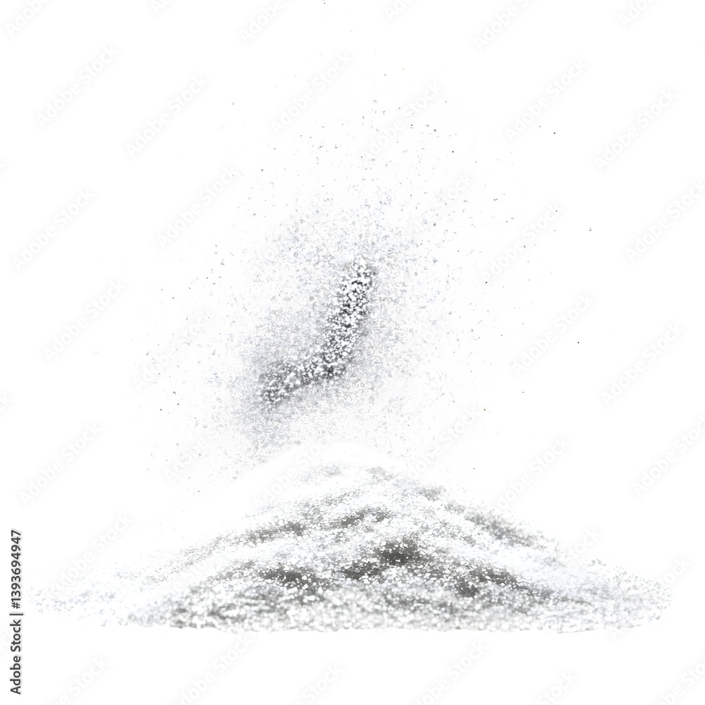 Fototapeta premium Powdered sugar sprinkled on surface, isolated on white background