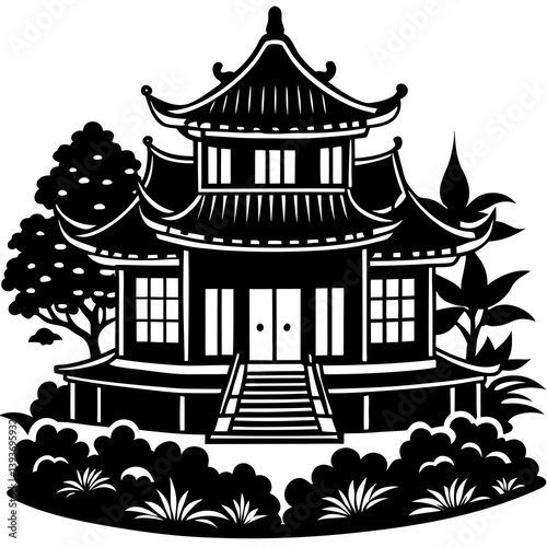japanese temple vector illustration
