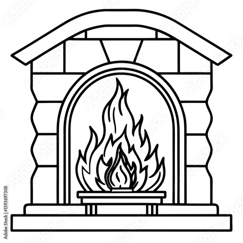 vector illustration of fireplace