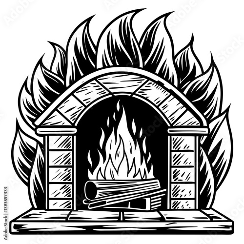 vector illustration of fireplace