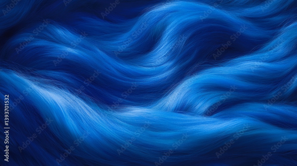Obraz premium Abstract blue, flowing waves with silky, hair-like texture create a serene, dynamic, and elegant artistic backdrop