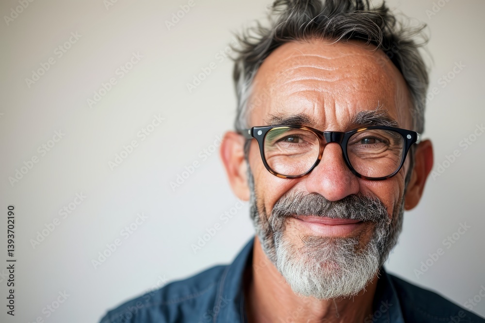 Portrait of a handsome senior man with grey beard and glasses. Portrait of a handsome senior man with grey beard and glasses.