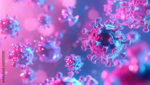 Vibrant Microorganism Digital Art