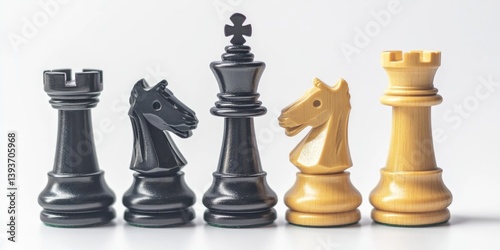 Wallpaper Mural A chess set with a black and white king and a black and white horse Torontodigital.ca