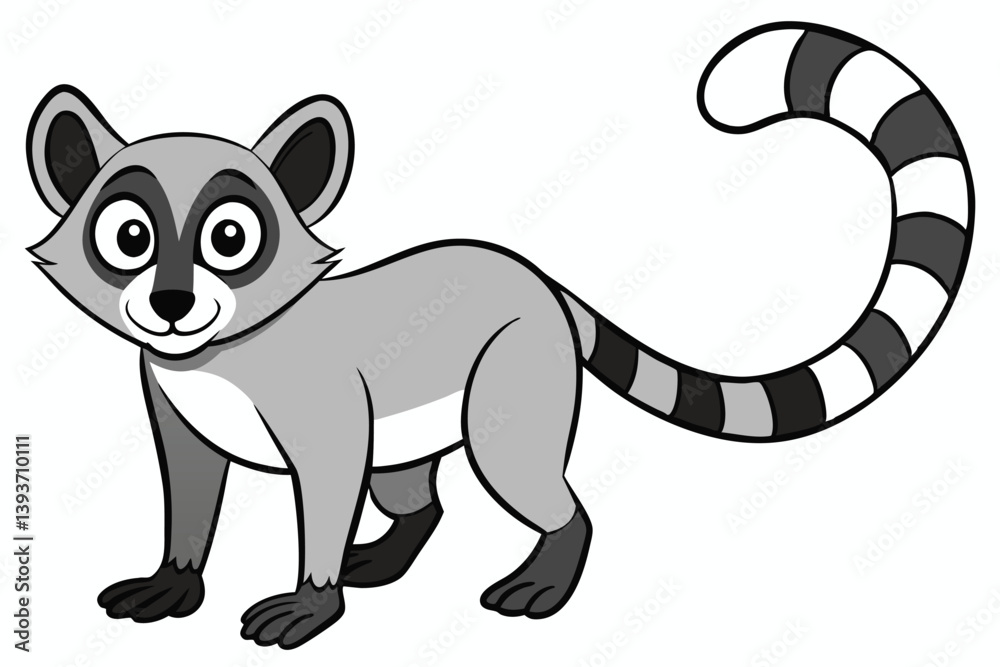 Fototapeta premium Lemur outline vector illustration and ready for print.