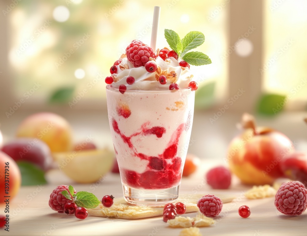 Refreshing Raspberry Smoothie with Berries and Mint for Healthy Eating Refreshing Raspberry Smoothie with Berries and Mint for Healthy Eating