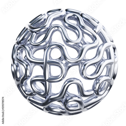 Abstract Silver Metal Sphere Design