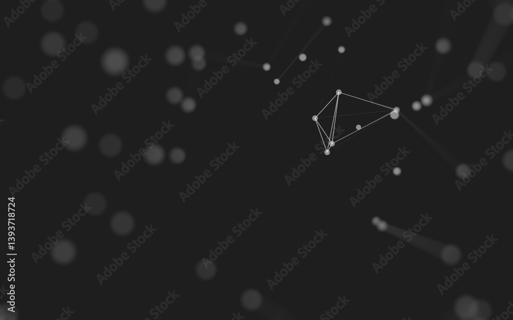 Fototapeta premium Abstract background. Molecules technology with polygonal shapes, connecting dots and lines. Connection structure. Big data visualization.
