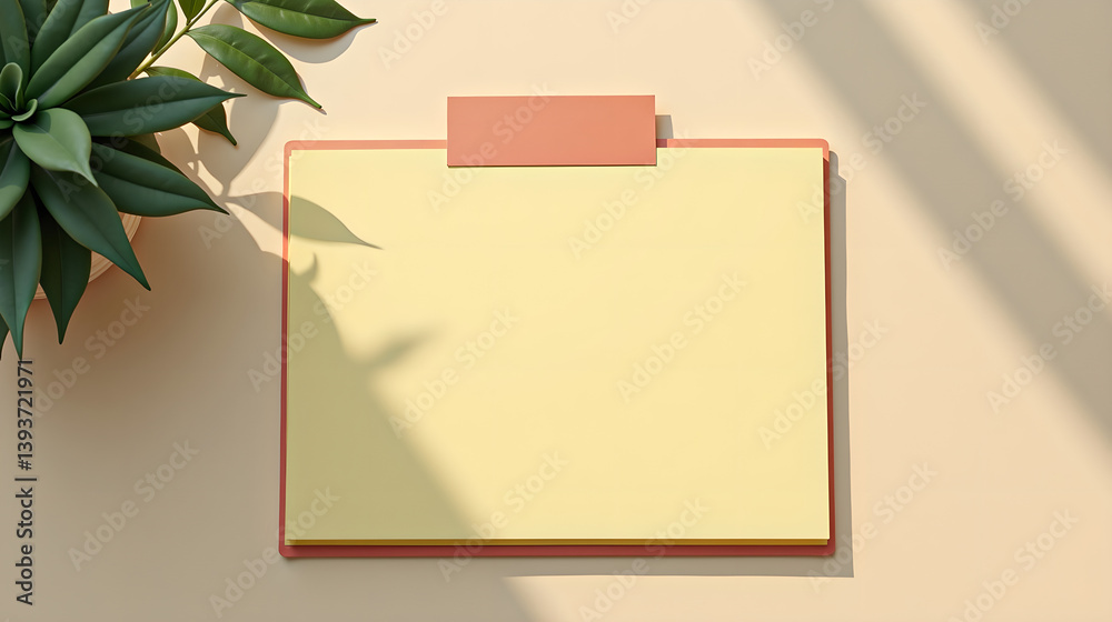 Yellow note with pink clip on a soft background
Yellow note with pink clip on a soft background