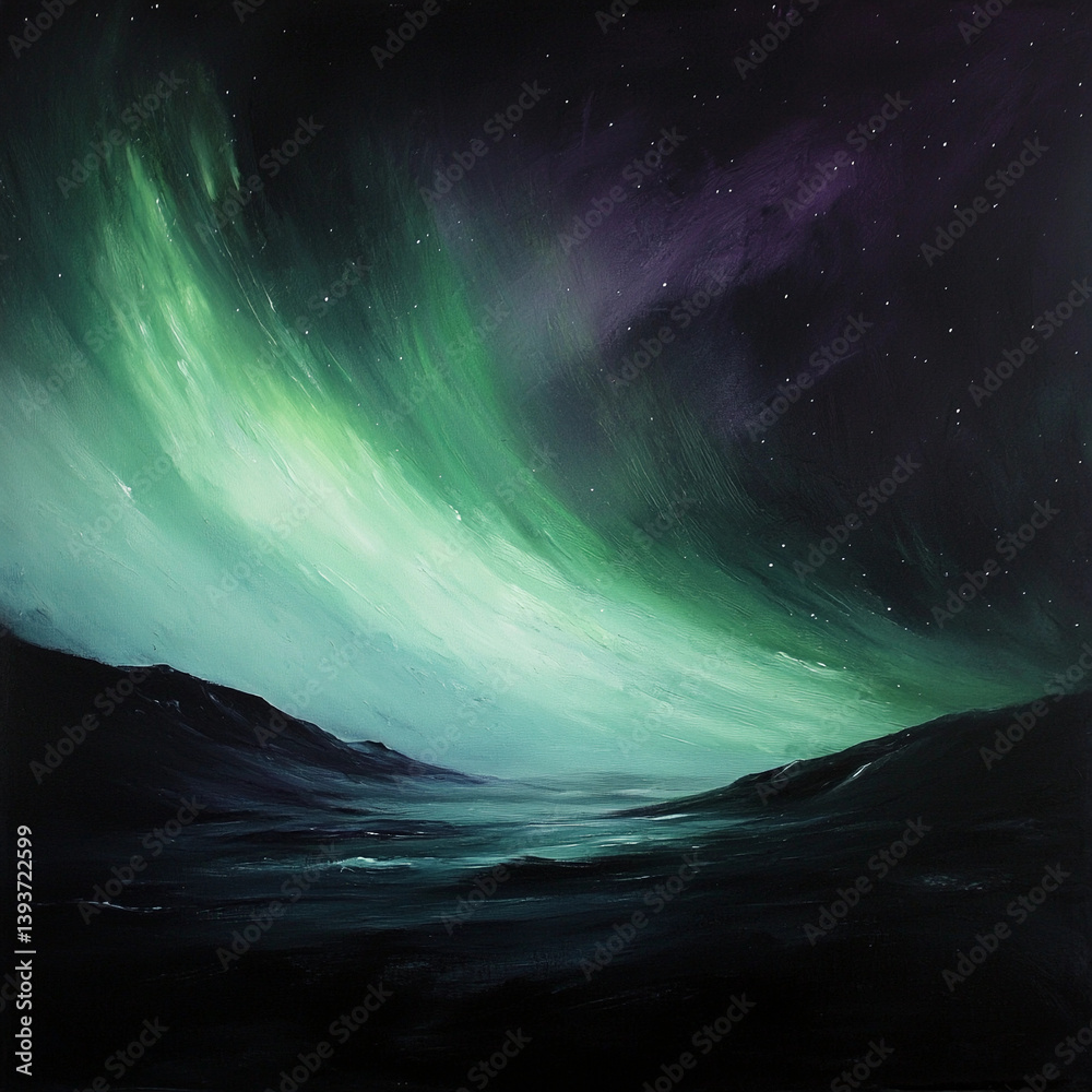 Fototapeta premium Witness the Subtle Majesty of Northern Lights with a Flicker of Enchanting Illumination Tonight Only