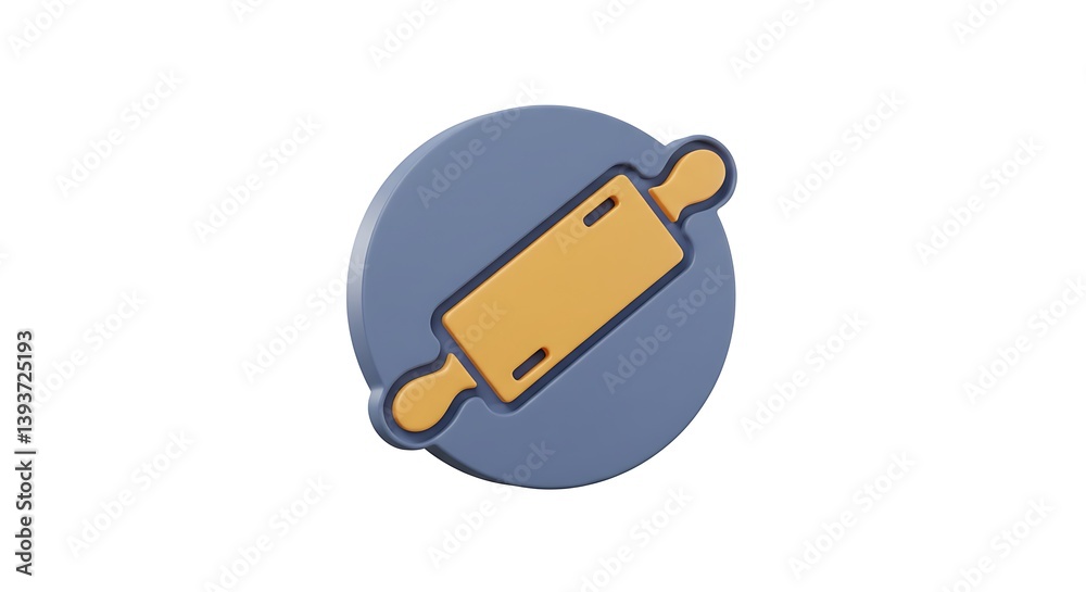 Fototapeta premium Rolling Pin Icon on Circle Represents Baking and Kitchen Utensils