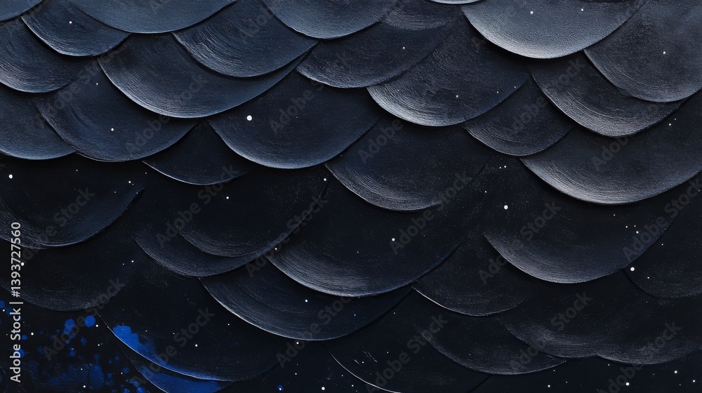 Fototapeta premium Dark scales create a textured, overlapping pattern. Minimal light spots accent the surface