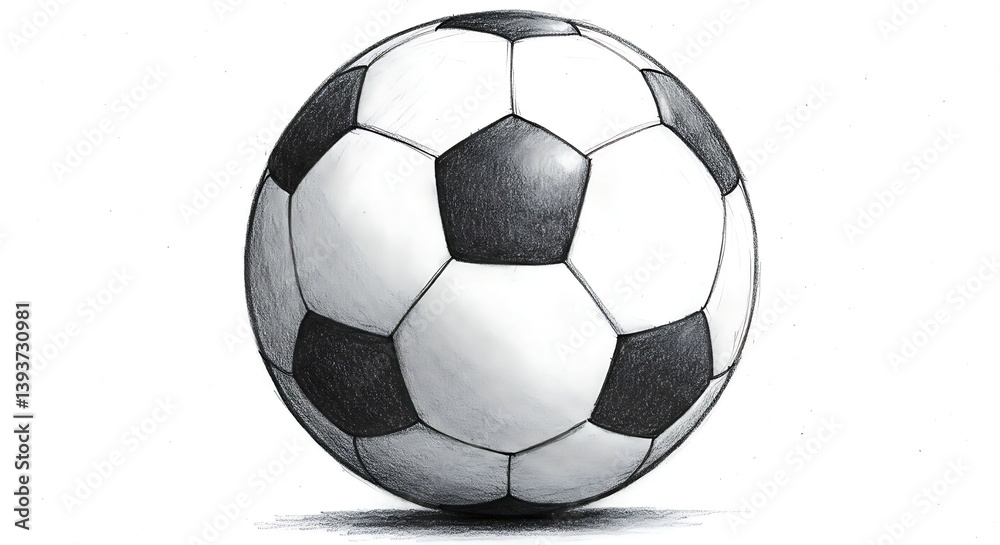 Fototapeta premium Soccer Ball Hand Drawing Illustration on White Background Close Up View
