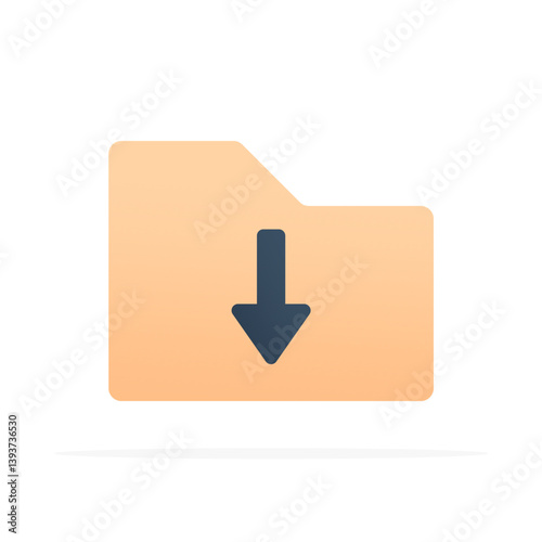 folder download icon, flat colored vector. modern and minimalist design