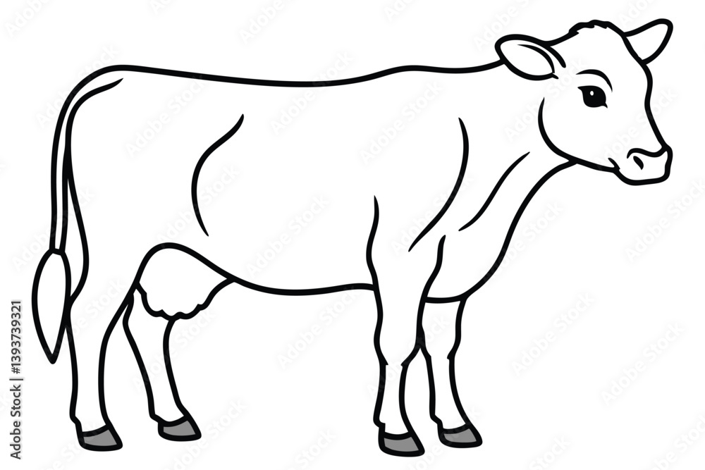 Fototapeta premium Cow outline vector illustration and ready for print.