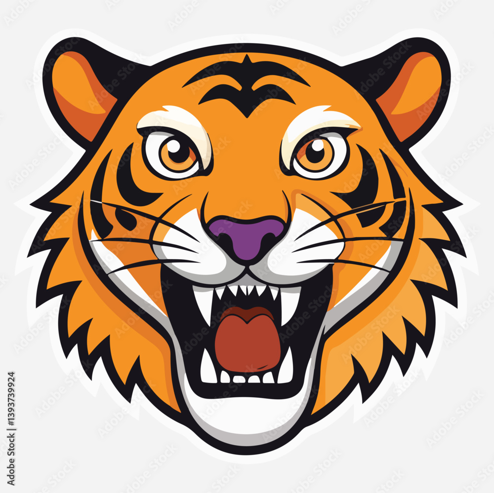 Fototapeta premium Tiger sticker vector clipart illustration