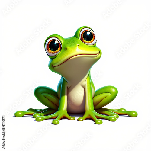 Smiling Green Frog Mascot Isolated on White Backdrop