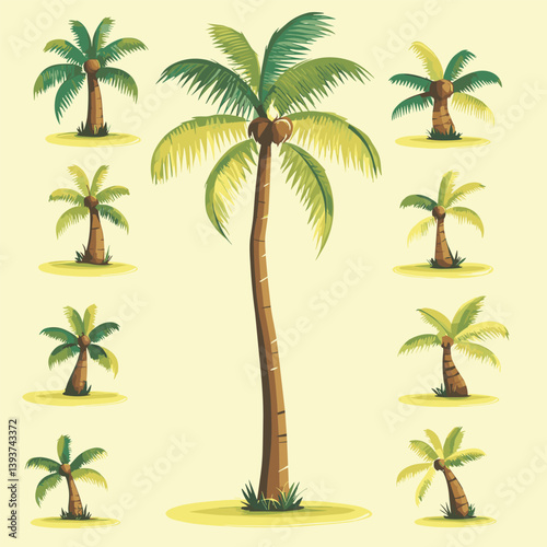Single Palm Tree with Yellow Background