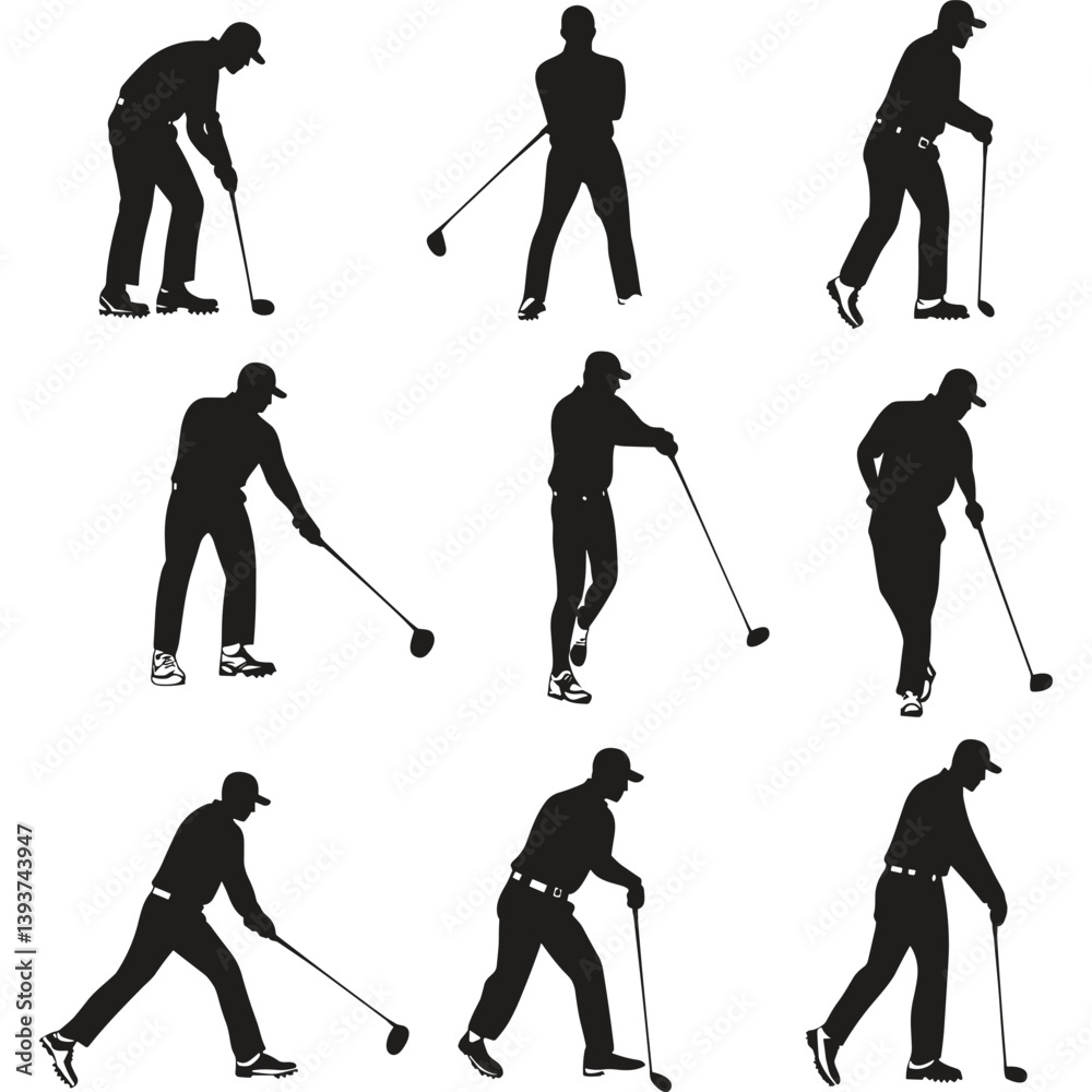 Naklejka premium Silhouettes of Ice Hockey Players in Action Poses