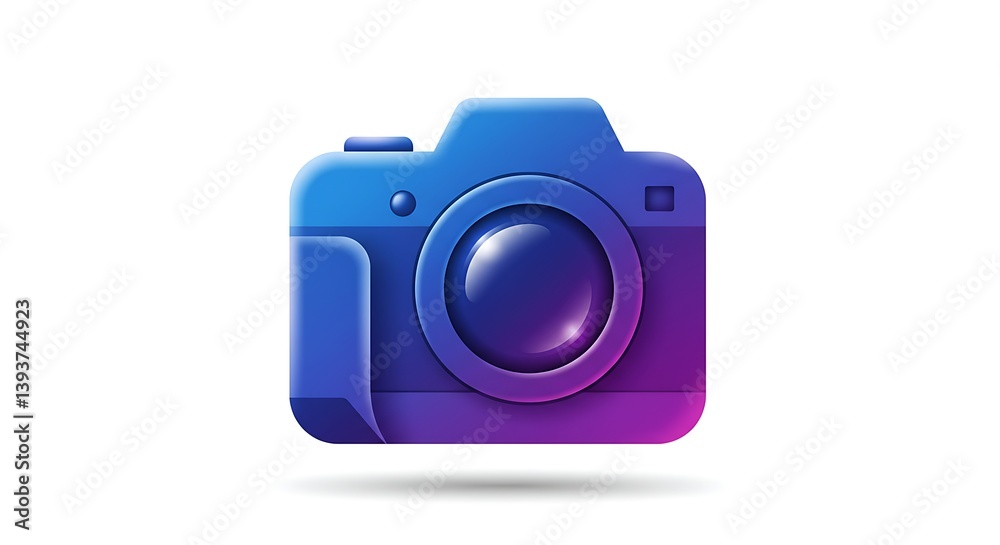 Stylized Camera Icon in Blue and Purple for Photography Concepts Stylized Camera Icon in Blue and Purple for Photography Concepts