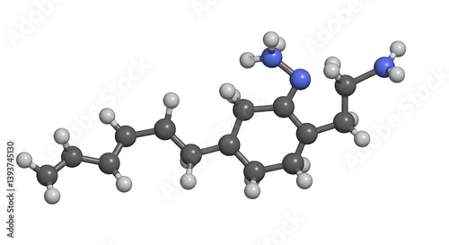 Molecular Structure Diagram Representing a Complex Chemical Compound Isolated on White