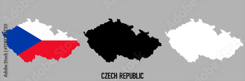 czech republic flag and map shape black and gray color	