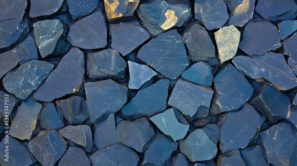 Fototapeta premium Stone wall. Blue and black, irregular stones. Textured background. Natural, rustic