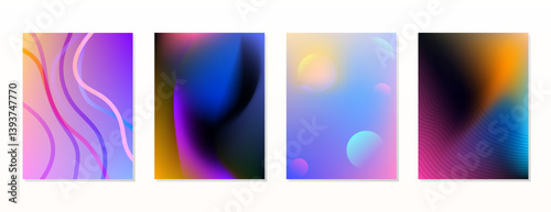 SET SOFT COLOR GRADIENT MESH FLUID BLURRED BACKGORUND DESIGN VECTOR TEMPLATE GOOD FOR POSTER, WALLPAPER, COVER, FRAME, FLYER, SOCIAL MEDIA 