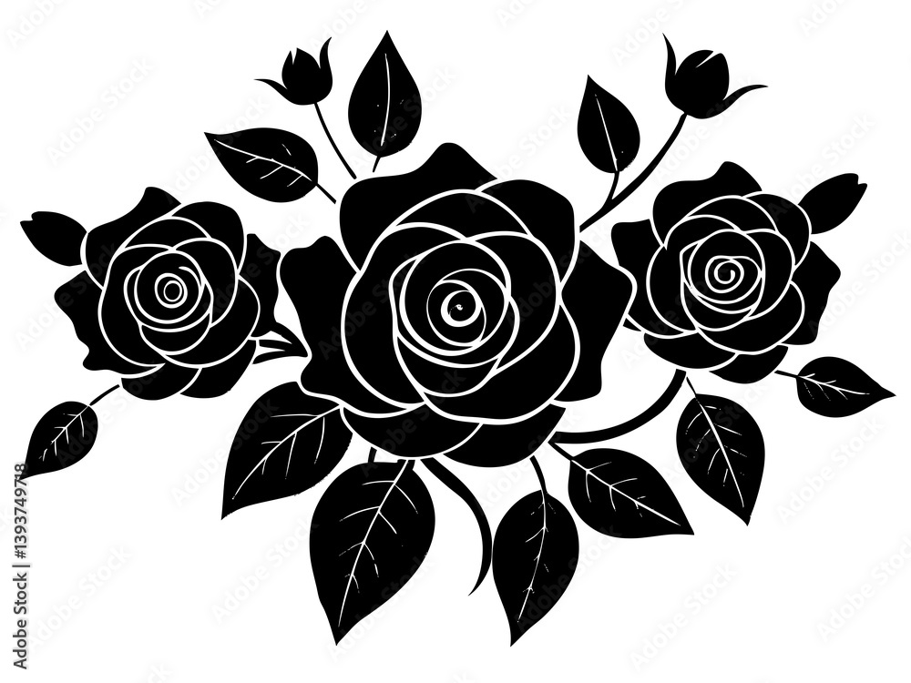 black and white rose design vector black and white rose design vector