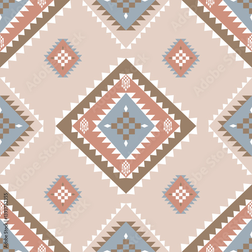 Geometric Ethnic pattern, Native American tribal fabric, tile, carpet, vector, illustration design, Navajo pattern, seamless 