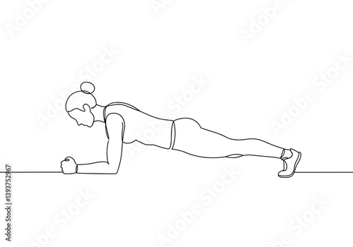 Determined Female Athlete Holding Plank Exercise on Gym Floor – Fitness Motivation, Core Workout, and Healthy Lifestyle Concept
