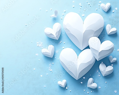 Hearts, Light Blue Background
