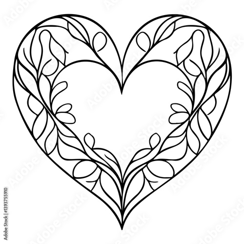 Elegant floral heart illustration conveys love and romance in a minimalist style
