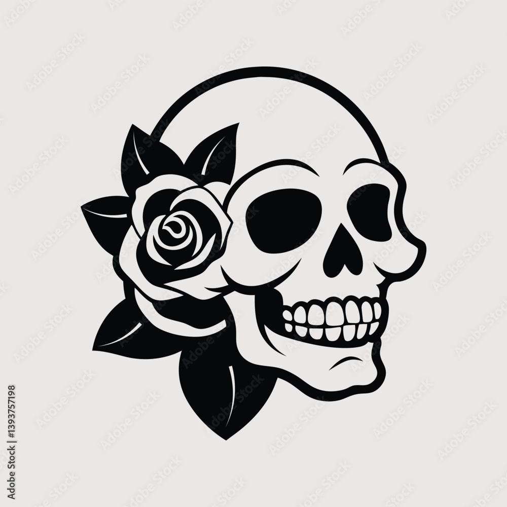 Fototapeta premium a vector illustration skull with flower.eps